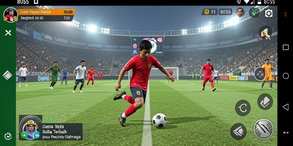 Tampilan gameplay sepak bola yang mendebarkan dalam 8055.
