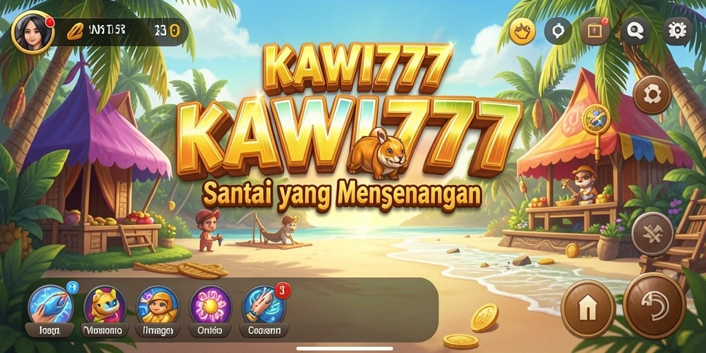 Screenshot gameplay KAWI777 menampilkan karakter dan lingkungan yang ceria.