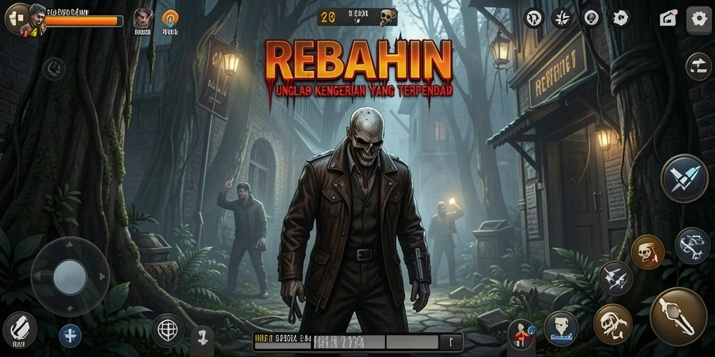 Gameplay menegangkan dalam REBAHIN yang penuh misteri dan kengerian.