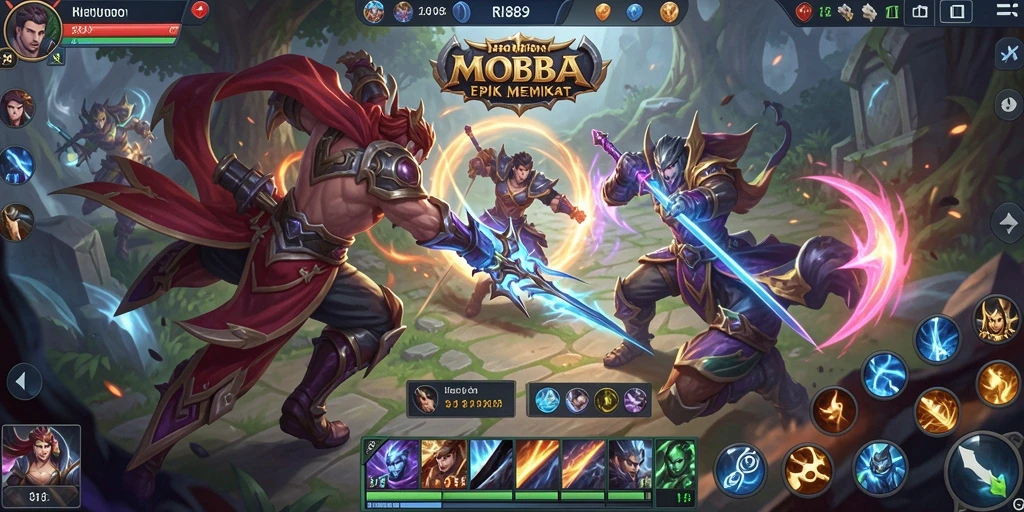 Tampilan seru pertarungan di game MOBA RI889.