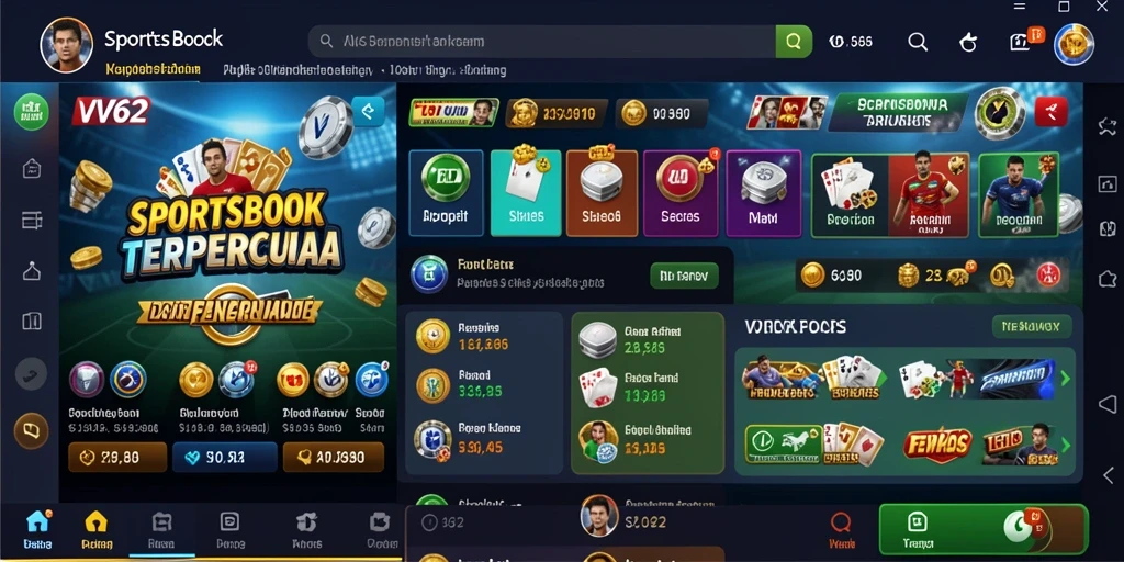 Tampilan menarik dan informatif dari gameplay Sportsbook VV62.