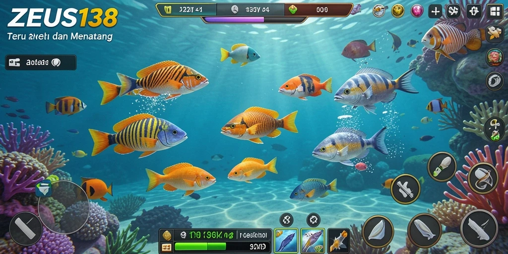Gameplay seru Tembak Ikan dalam ZEUS138 dengan ikan beragam.